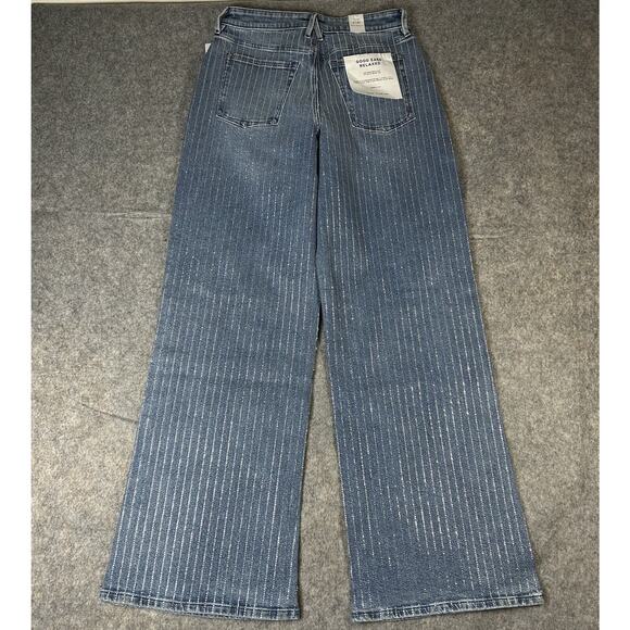 Good American Good Ease Rhinestone Embellished Wide Leg Jeans Womens 4/27 - Picture 12 of 12